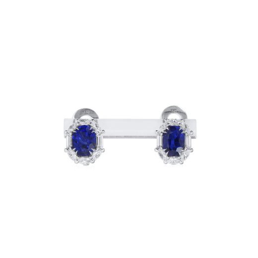 天然 艳彩蓝 蓝宝石 耳环, 3.53 重量 (4.71 克拉 总重), JCEG01119735, 无烧