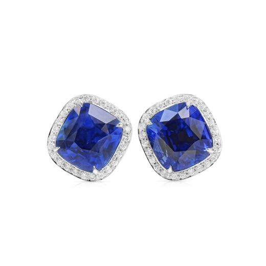 天然 艳彩蓝 Sri-Lanka 蓝宝石 耳环, 10.46 重量 (11.64 克拉 总重), GRS 认证, GRS2022-090685, 无烧