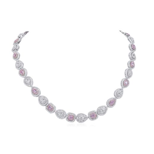 浅 粉色 钻石 项链, 3.51 重量 (15.99 克拉 总重), 混合 形状