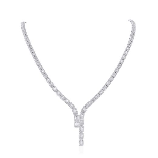 白色 钻石 项链, 12.21 重量 (15.85 克拉 总重), 祖母绿型 形状