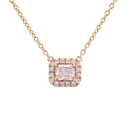 很轻 粉色 钻石 项链, 0.45 重量 (0.56 克拉 总重), 镭帝恩型 形状, GIA 认证, 7348048628