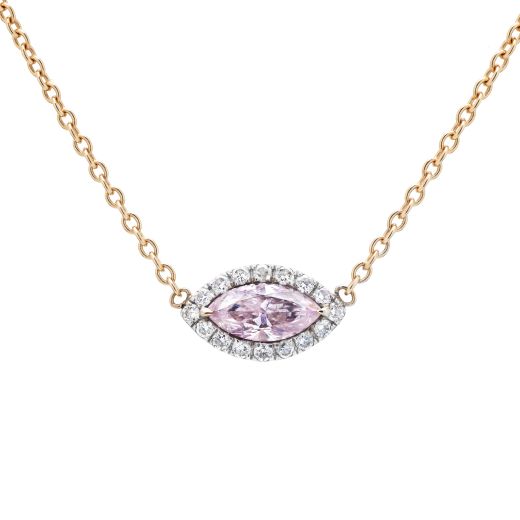 浅 粉色 钻石 项链, 0.39 重量 (0.50 克拉 总重), 马眼型 形状, GIA 认证, 2266043700