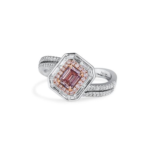 灰色 紫色 钻石 戒指, 0.50 重量 (1.35 克拉 总重), 祖母绿型 形状, GIA 认证, 6262240808