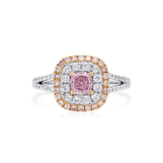 浅 粉色 钻石 戒指, 0.51 重量 (1.07 克拉 总重), 枕型 形状, GIA 认证, 2367729118