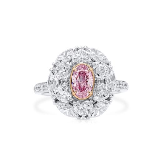 很轻 粉色 钻石 戒指, 0.51 重量 (2.97 克拉 总重), 椭圆型 形状, GIA 认证, 7383006830