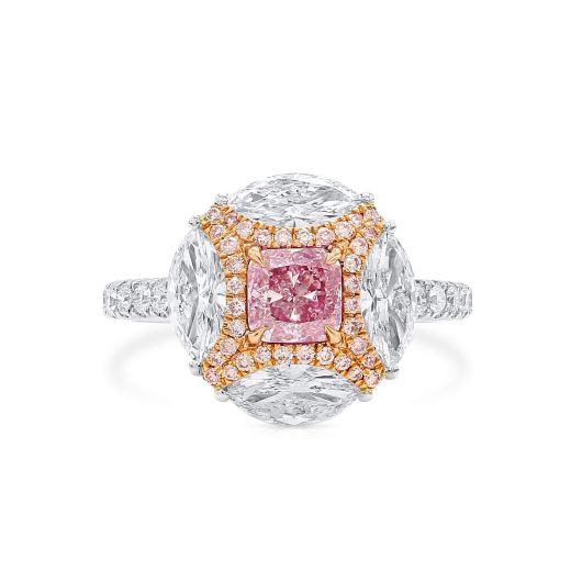 很轻 粉色 钻石 戒指, 0.63 重量 (2.31 克拉 总重), 枕型 形状, GIA 认证, 6291140726