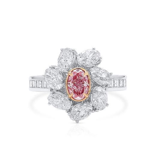 很轻 粉色 钻石 戒指, 0.45 重量 (2.82 克拉 总重), 椭圆型 形状, GIA 认证, 1159814215
