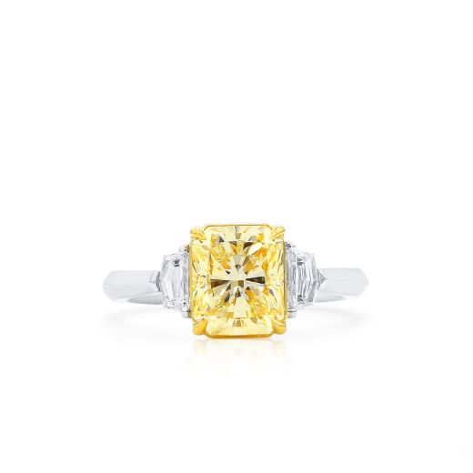浅 Yellow (U-V) 钻石 戒指, 3.03 重量 (3.49 克拉 总重), 镭帝恩型 形状, GIA 认证, 1172922104