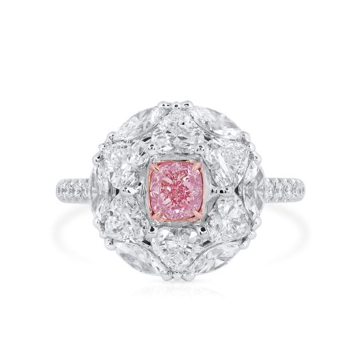浅 粉色 钻石 戒指, 0.51 重量 (3.04 克拉 总重), 枕型 形状, GIA 认证, 1369336365