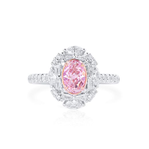很轻 粉色 钻石 戒指, 0.70 重量 (1.46 克拉 总重), 椭圆型 形状, GIA 认证, 5202809180