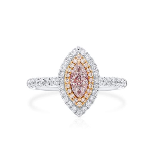 很轻 粉色 钻石 戒指, 0.42 重量 (0.95 克拉 总重), 马眼型 形状, GIA 认证, 6372717999