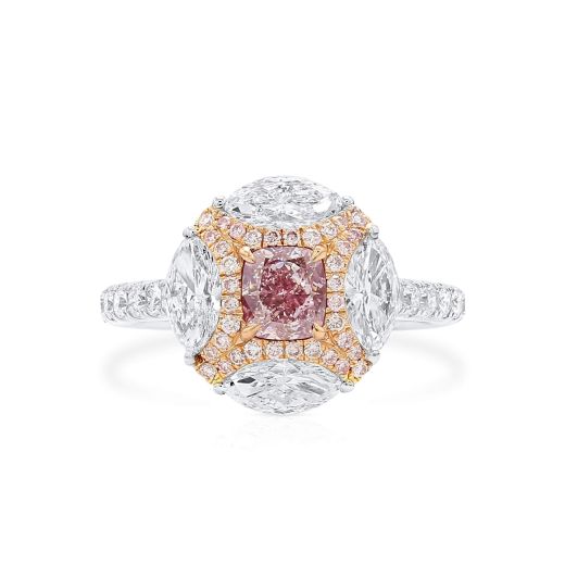 浅 粉色 钻石 戒指, 0.70 重量 (2.38 克拉 总重), 枕型 形状, GIA 认证, 2396528726