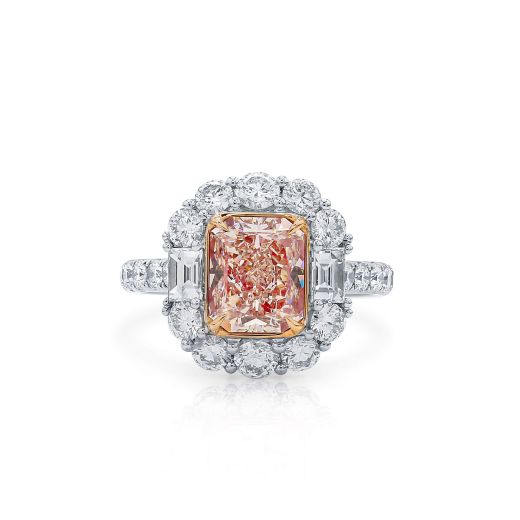 很轻 粉色 钻石 戒指, 2.41 重量 (4.23 克拉 总重), 镭帝恩型 形状, GIA 认证, 5383026398