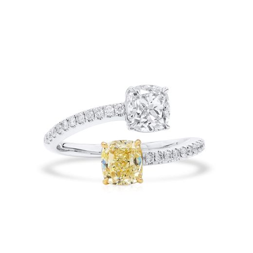  黄色 钻石 戒指, 2.02 重量 (2.24 克拉 总重), 枕型 形状, GIA 认证, JCRF05535271