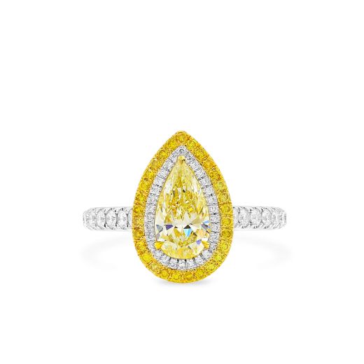 浅 Yellow (S-T) 钻石 戒指, 1.09 重量 (1.61 克拉 总重), 梨型 形状, GIA 认证, 5212465985