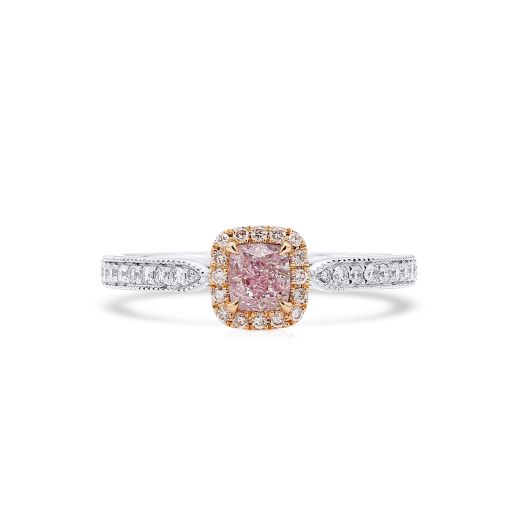 很轻 粉色 钻石 戒指, 0.50 重量 (0.74 克拉 总重), 枕型 形状, GIA 认证, 2225604441