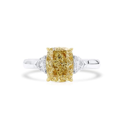  呈褐色的 黄色 钻石 戒指, 2.30 重量 (2.67 克拉 总重), 枕型 形状, GIA 认证, 2211909503