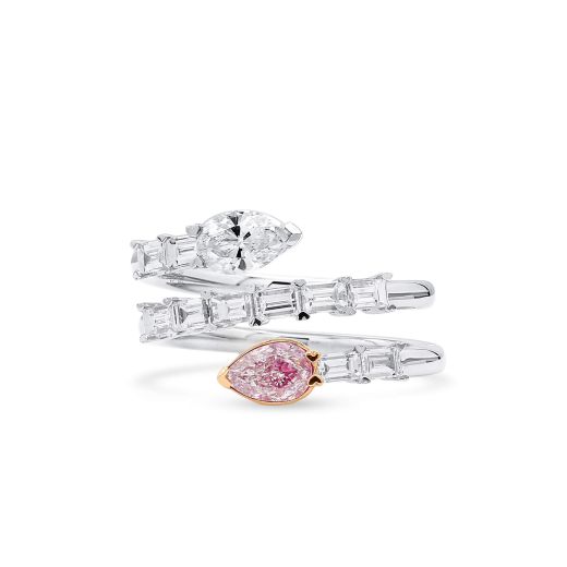 Faint 粉色 钻石 戒指, 0.42 重量 (1.52 克拉 总重), 梨型 形状, GIA 认证, 6401889179