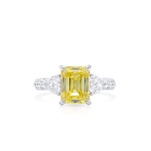 浓 黄色 钻石 戒指, 2.61 重量 (4.12 克拉 总重), 祖母绿型 形状, GIA 认证, 6224781297