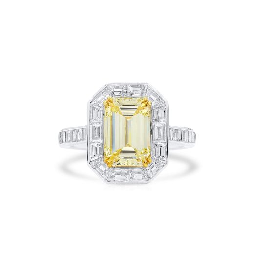 浅 Yellow (U-V) 钻石 戒指, 2.98 重量 (4.62 克拉 总重), 镭帝恩型 形状, GIA 认证, 2225712758