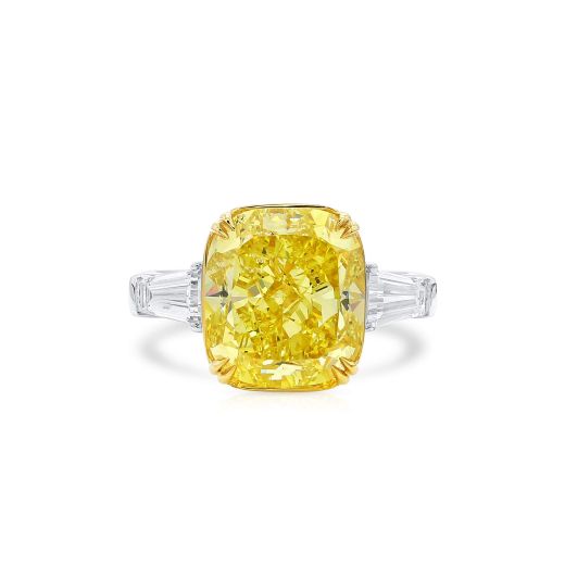 浓 黄色 钻石 戒指, 8.34 重量 (9.16 克拉 总重), 枕型 形状, GIA 认证, 1176517935
