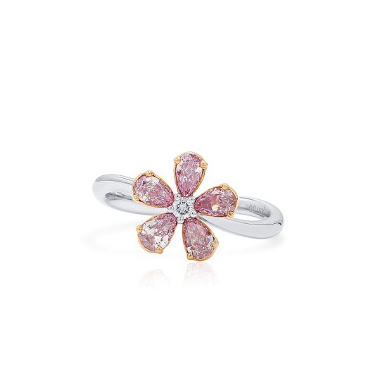  粉色 钻石 戒指, 0.79 重量 (0.83 克拉 总重), 梨型 形状