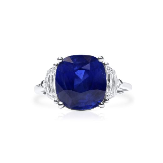 天然 艳彩蓝 蓝宝石 戒指, 9.21 重量 (10.24 克拉 总重), GRS 认证, GRS2021-080711, 无烧