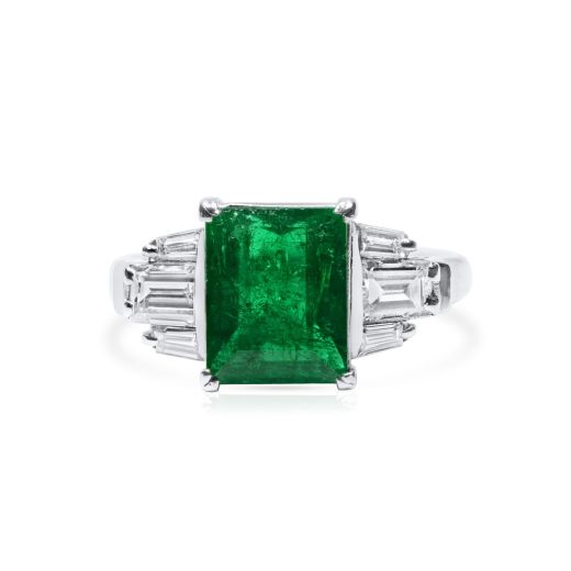 天然 绿色 祖母绿型 戒指, 2.35 重量 (3.05 克拉 总重), GWLAB 认证, 219804221029