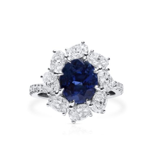 Natural Blue Sapphire Ring, 3.75 Ct. (5.91 Ct. TW), GRS Certified, GRS2021-088666, Unheated