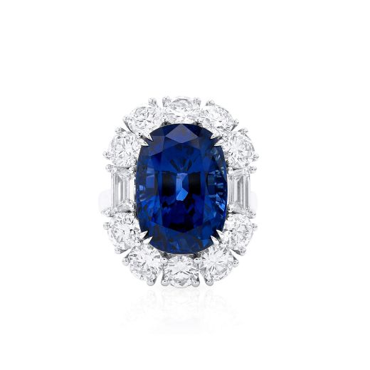天然 Blue 缅甸 蓝宝石 戒指, 21.32 重量 (31.16 克拉 总重), SSEF 认证, JCRG01123062, 无烧