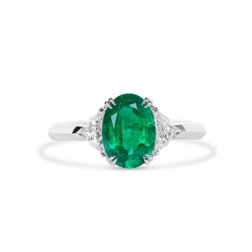 天然 Vivid Green 祖母绿型 戒指, 1.83 重量 (2.27 克拉 总重), GRS 认证, GRS2020-038649