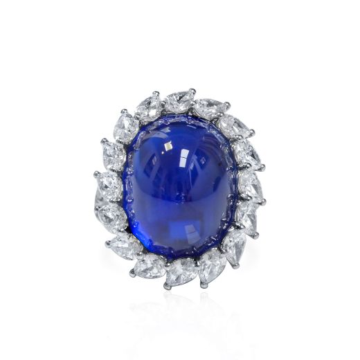 天然 Blue 蓝宝石 戒指, 26.44 重量 (30.17 克拉 总重), GRS 认证, JCRG05530126, 无烧