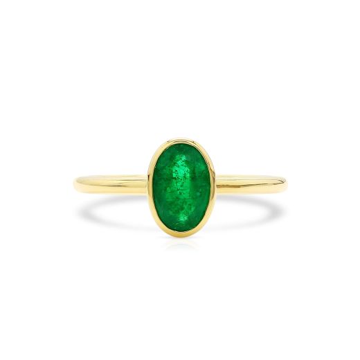 天然 绿色 祖母绿型 戒指, 0.91 重量