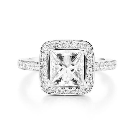 白色 钻石 戒指, 2.00 重量 (2.35 克拉 总重), 公主方型 形状, GIA 认证, 6272602018