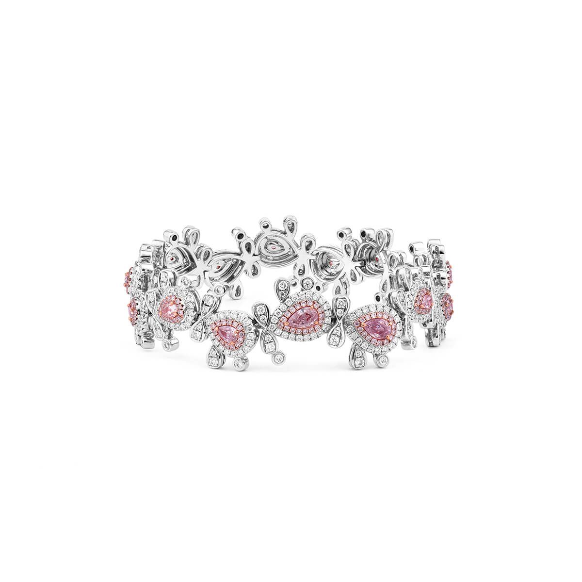 Fancy Light Pink Diamond Bracelet, 2.05 Ct. (6.03 Ct. TW), Pear shape, GIA Certified, JCBF05409126