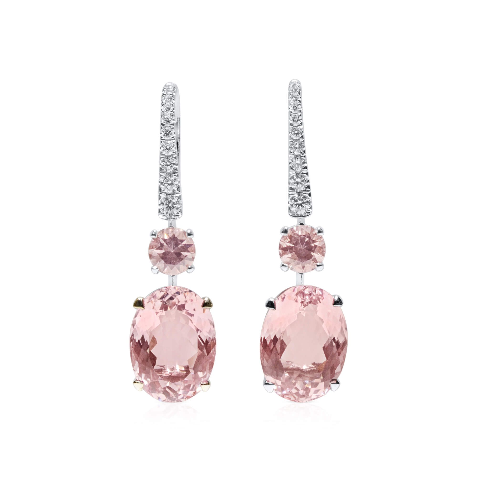 Natural Pink Morganite Earrings, 11.09 Ct. (11.47 Ct. TW), IGL Certified, J37924883IL, Unheated