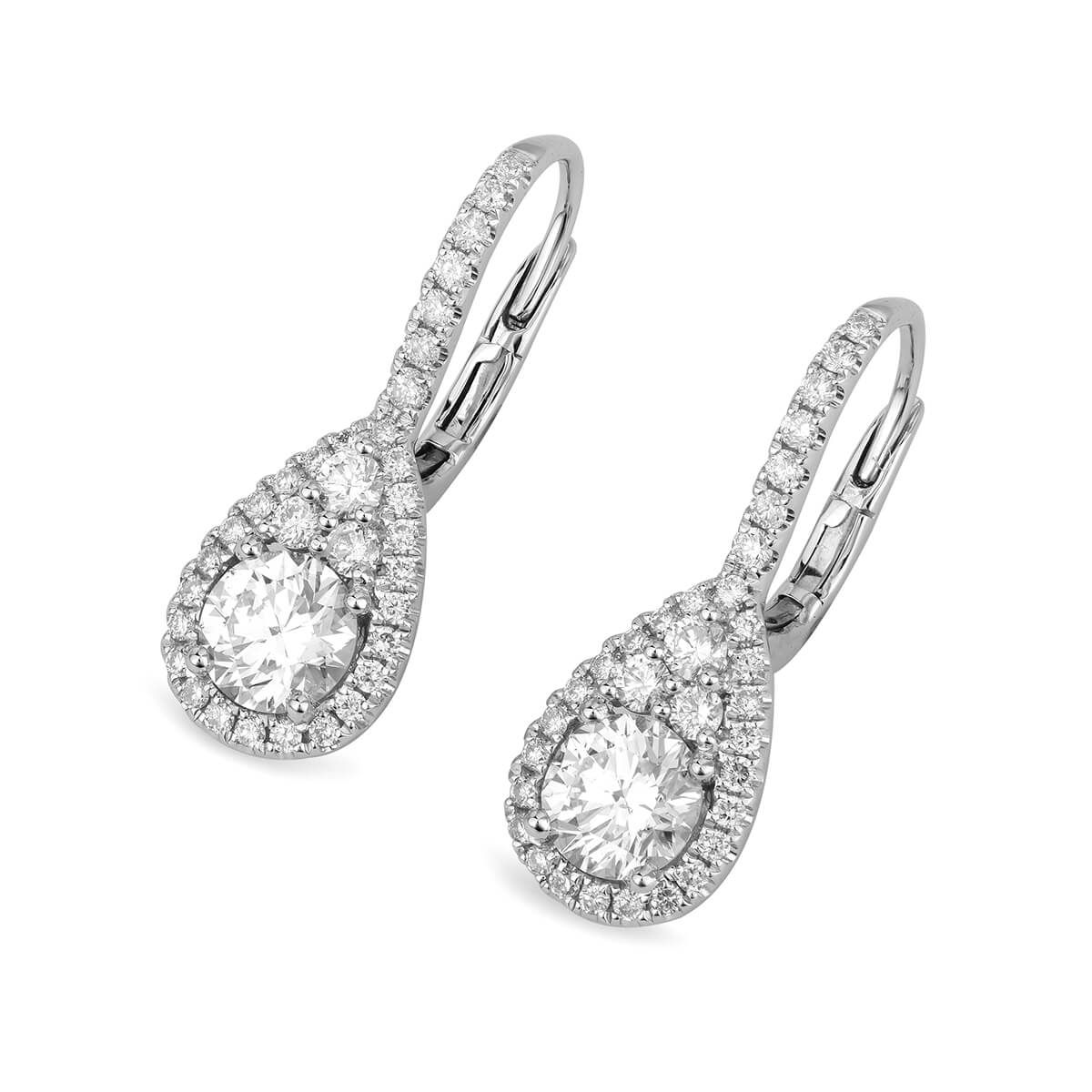 White Diamond Earrings, 1.05 Ct. (1.59 Ct. TW), Round shape