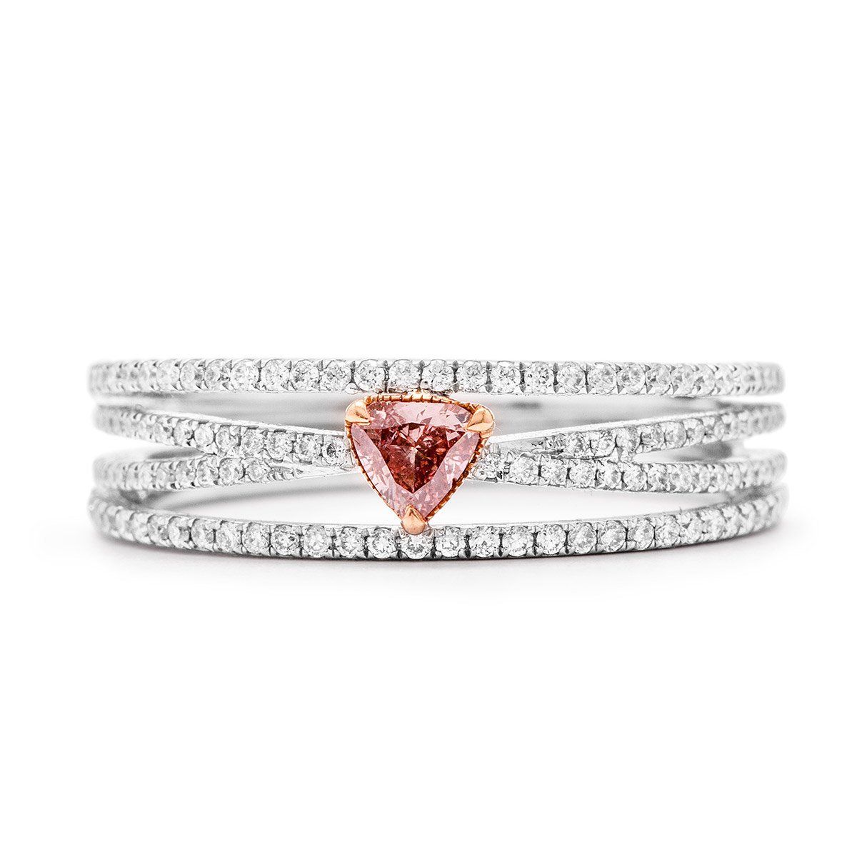 '' 褐色 粉色 钻石 戒指, 0.15 重量 (0.46 克拉 总重), 心型 形状