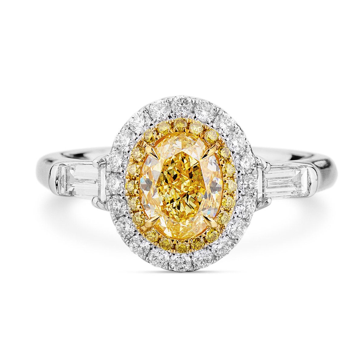 Fancy Yellow Diamond Ring, 1.04 Ct. (1.71 Ct. TW), Oval shape, GIA Certified, 2165820692