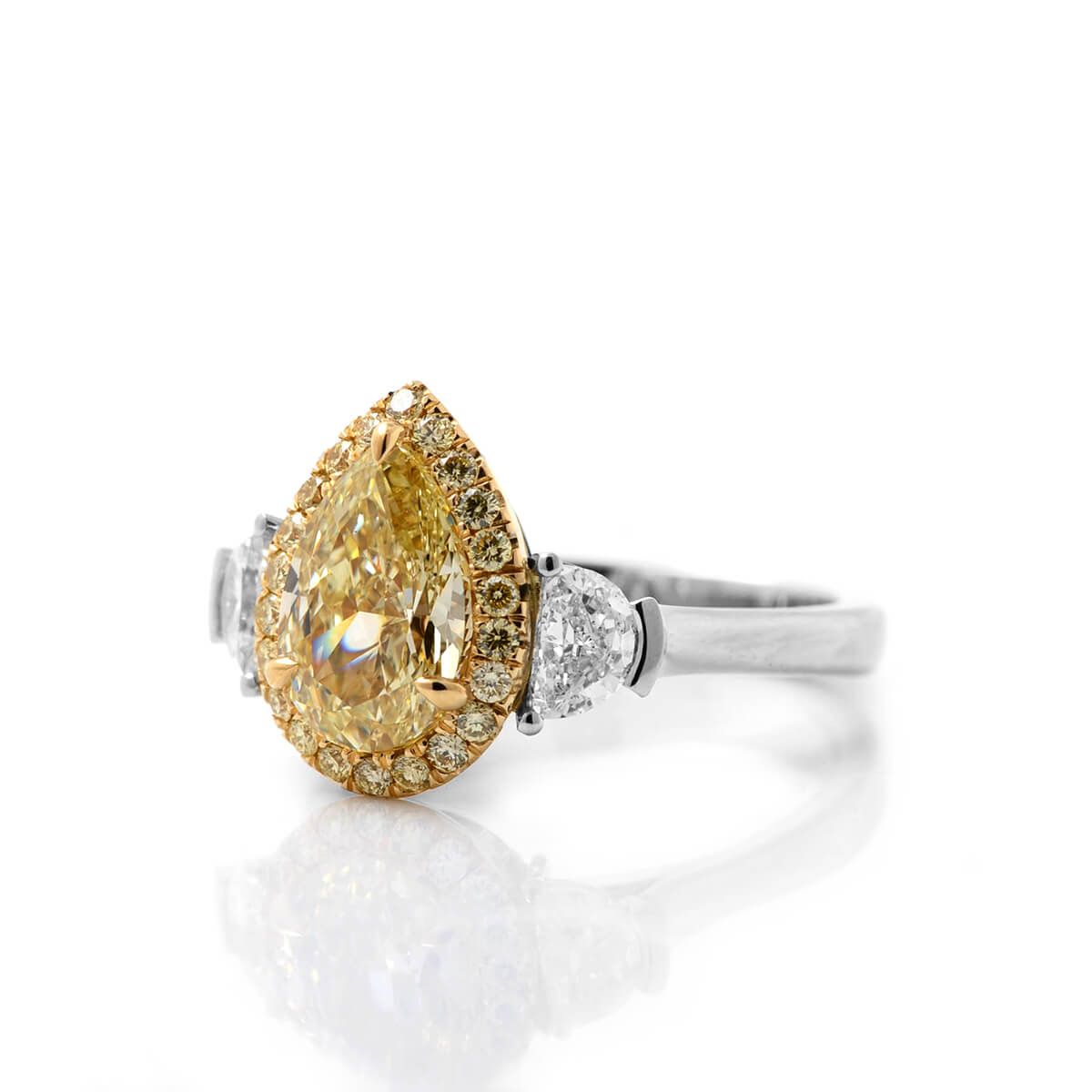 Fancy Light Yellow Diamond Ring, 2.40 Ct. (3.30 Ct. TW), Pear shape, GIA Certified, 2181997975