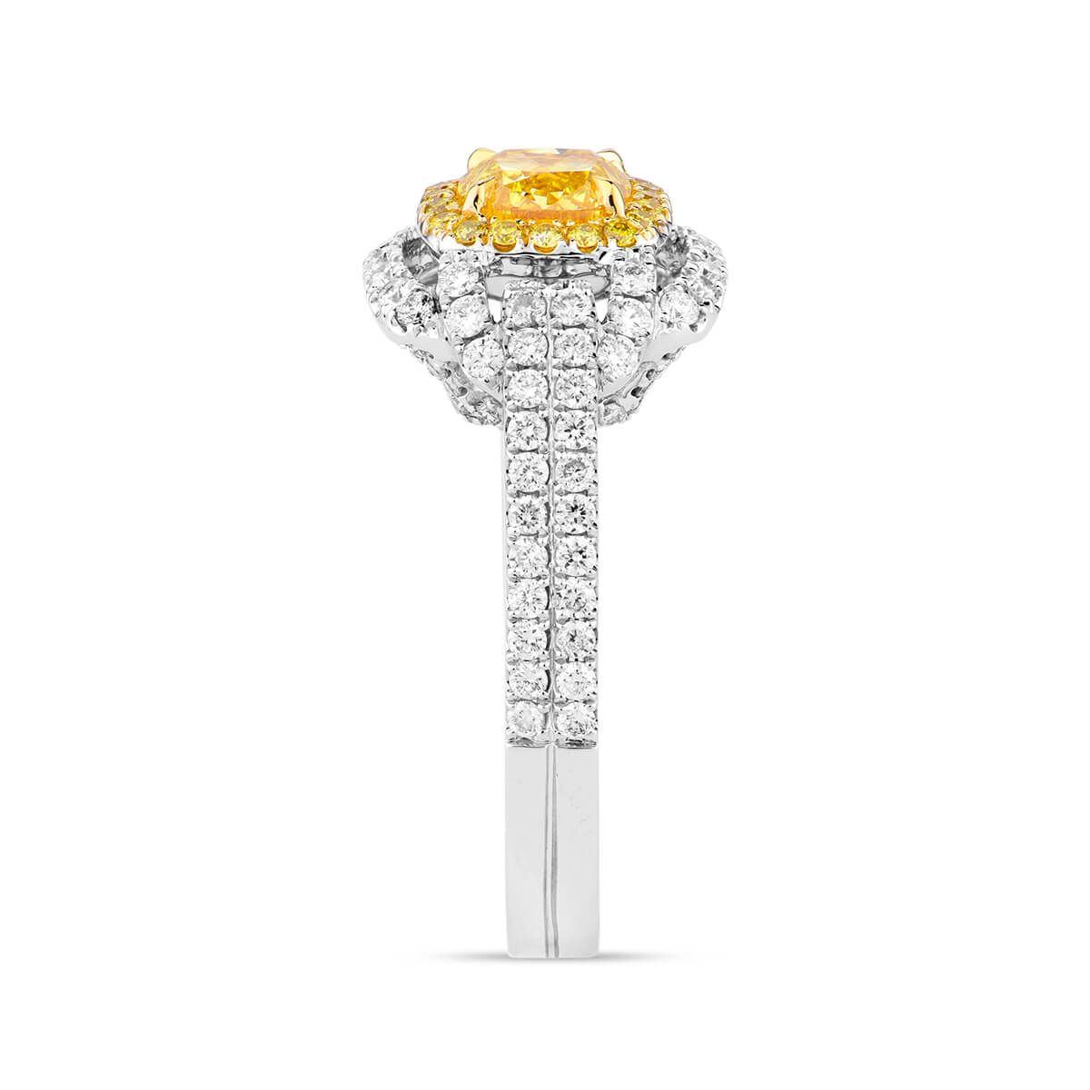 艳 黄色 钻石 戒指, 1.00 重量 (1.82 克拉 总重), 枕型 形状, GIA 认证, 2181975180