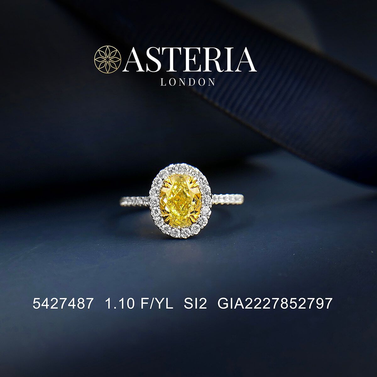 Fancy Yellow Diamond Ring, 1.10 Ct. (1.42 Ct. TW), Oval shape, GIA Certified, 2227852797