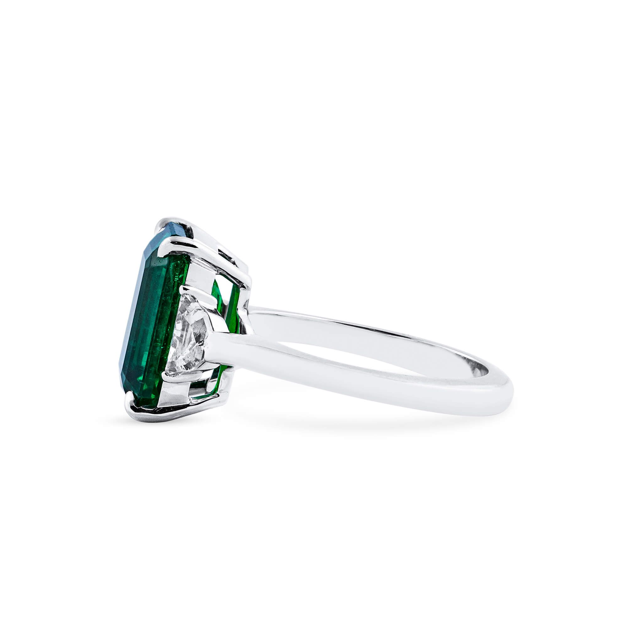 天然 绿色 祖母绿型 戒指, 4.80 重量 (5.44 克拉 总重), GRS 认证, GRS2021-068043