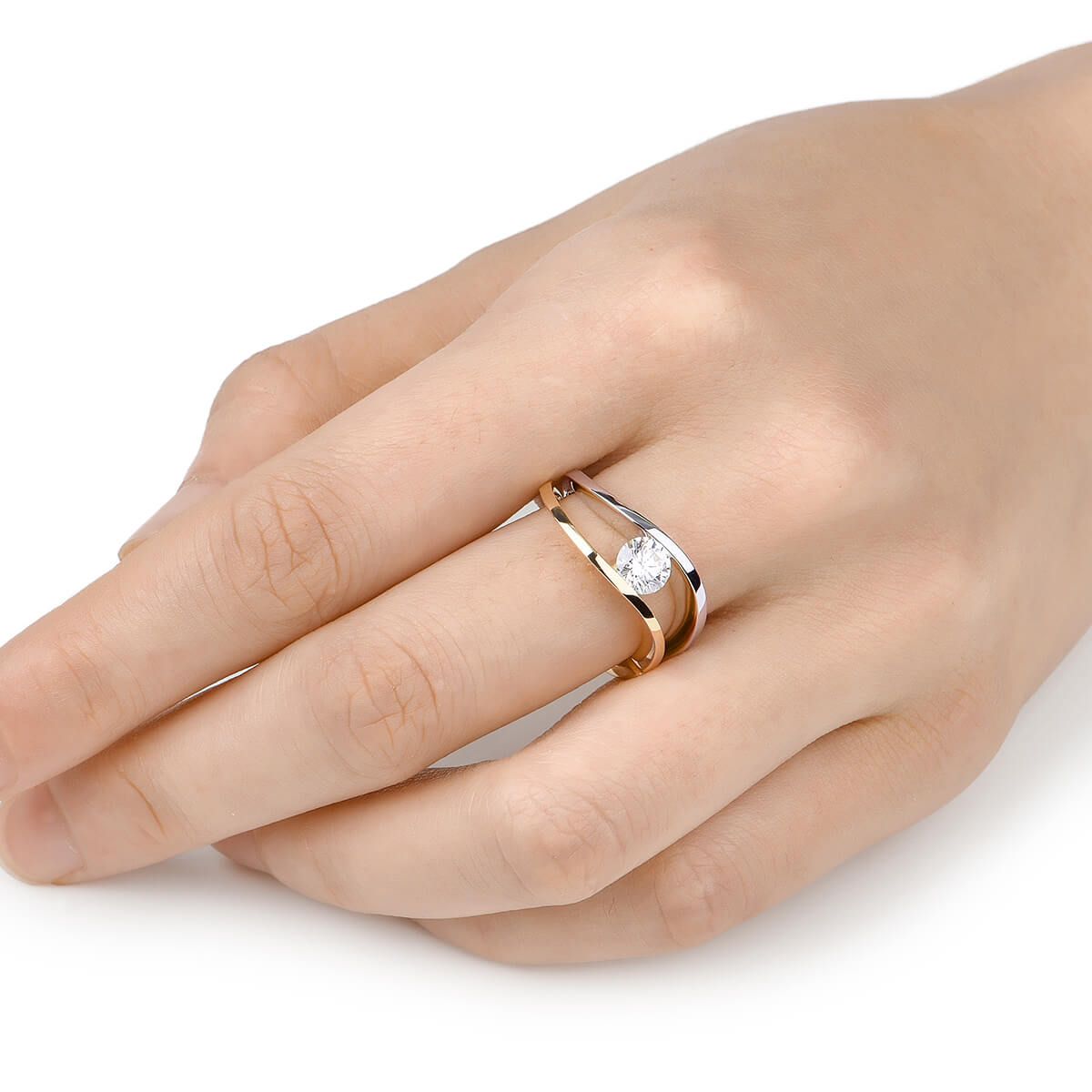 White Diamond Ring, 0.59 Carat, Round shape