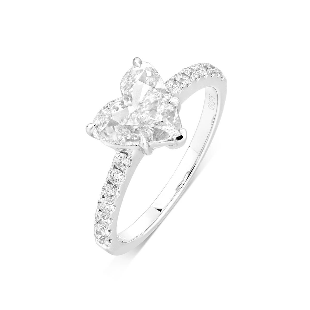 White Diamond Ring, 1.24 Ct. (1.57 Ct. TW), Heart shape, GIA Certified, 2274407974