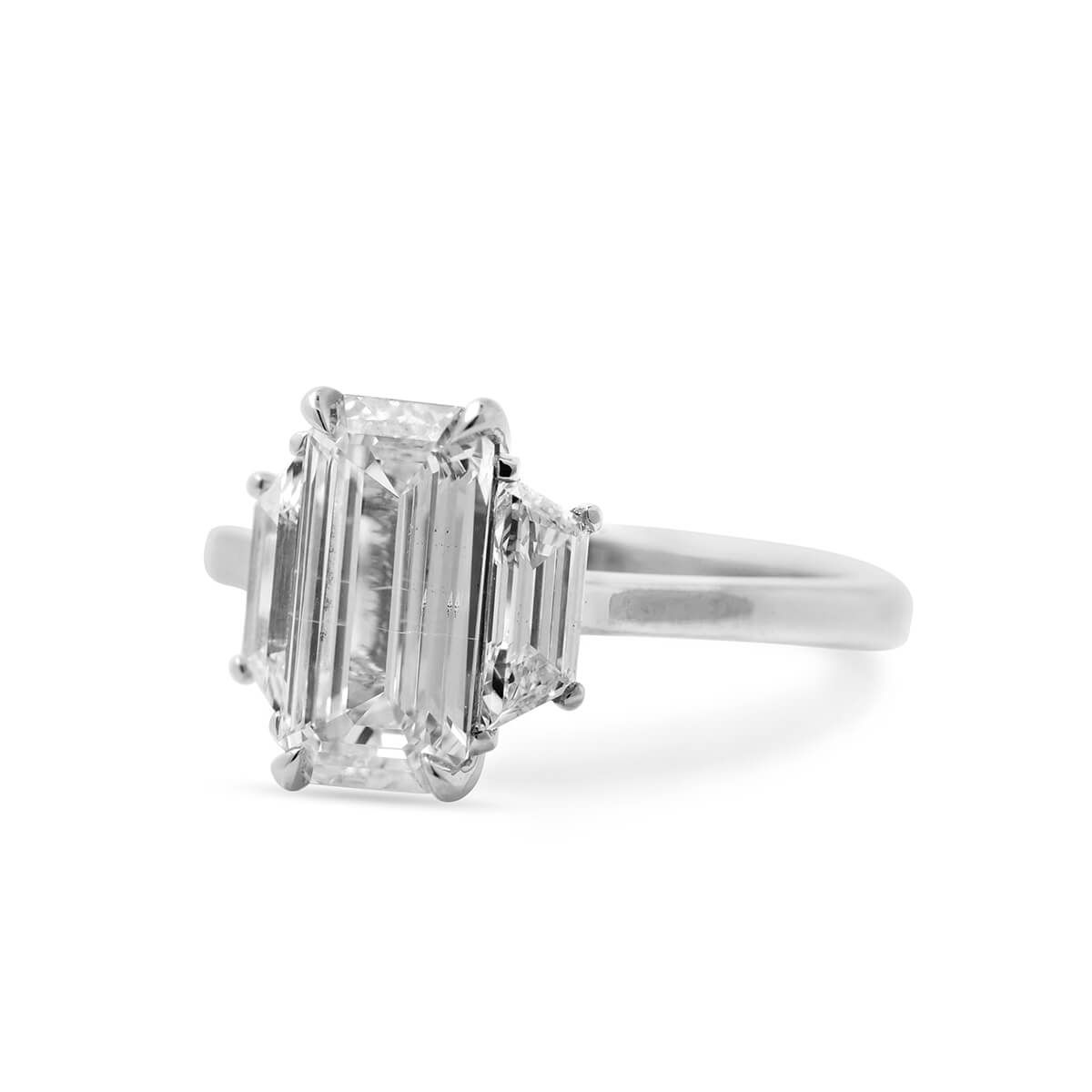 White Diamond Ring, 2.03 Ct. (2.70 Ct. TW), Emerald shape, GIA Certified, 7288858343