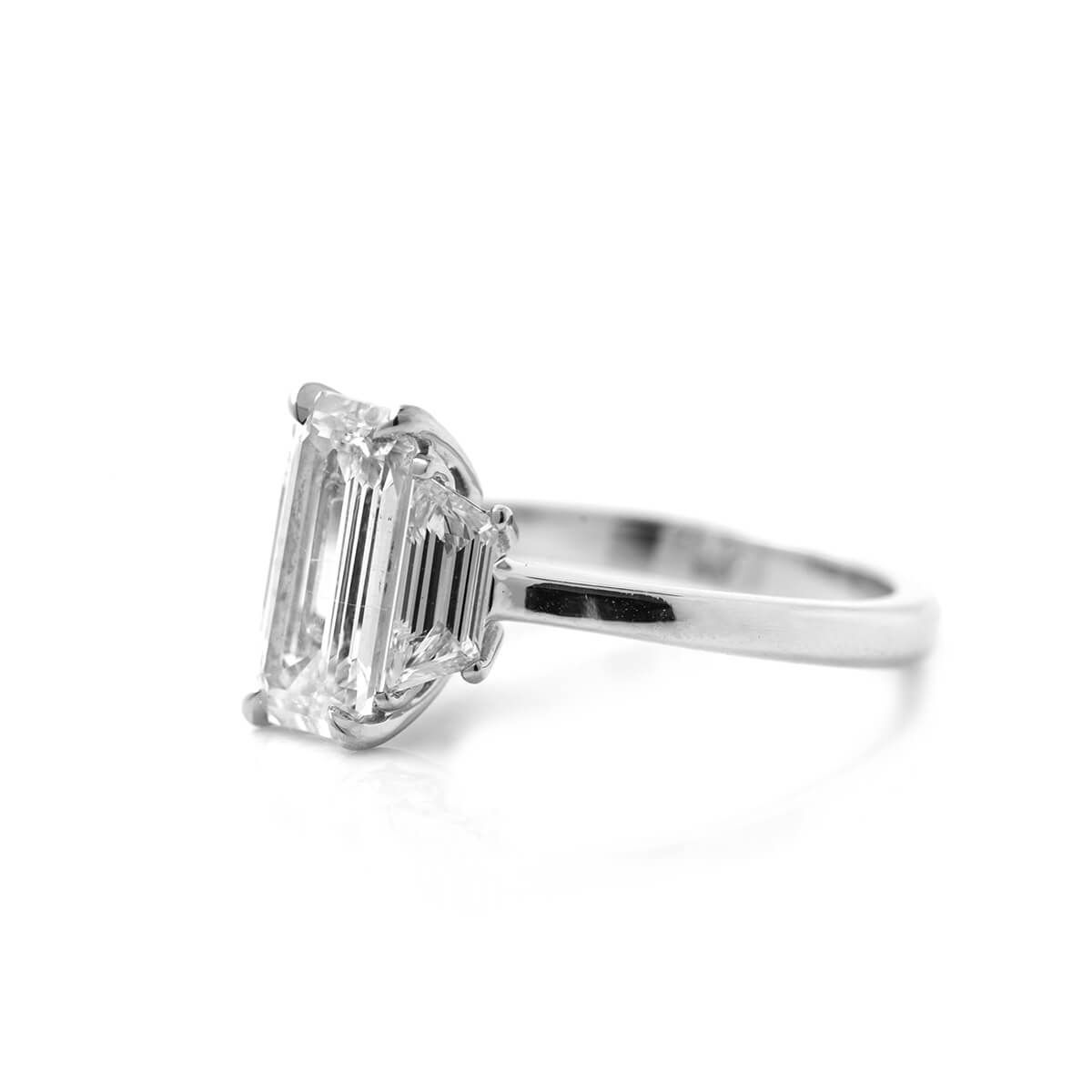 White Diamond Ring, 2.03 Ct. (2.70 Ct. TW), Emerald shape, GIA Certified, 7288858343
