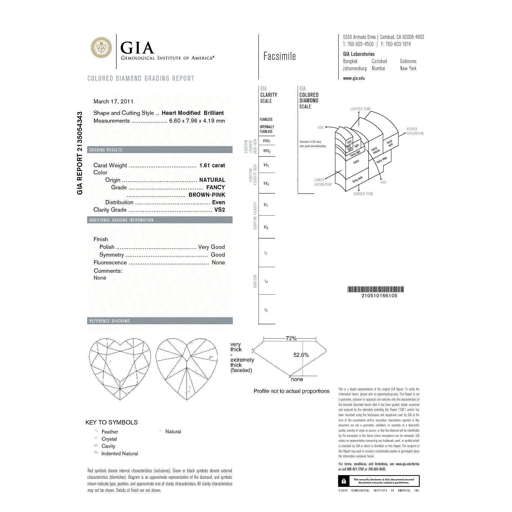 Fancy Brown Pink Diamond Ring, 1.61 Ct. TW, Heart shape, GIA Certified, 2135054343