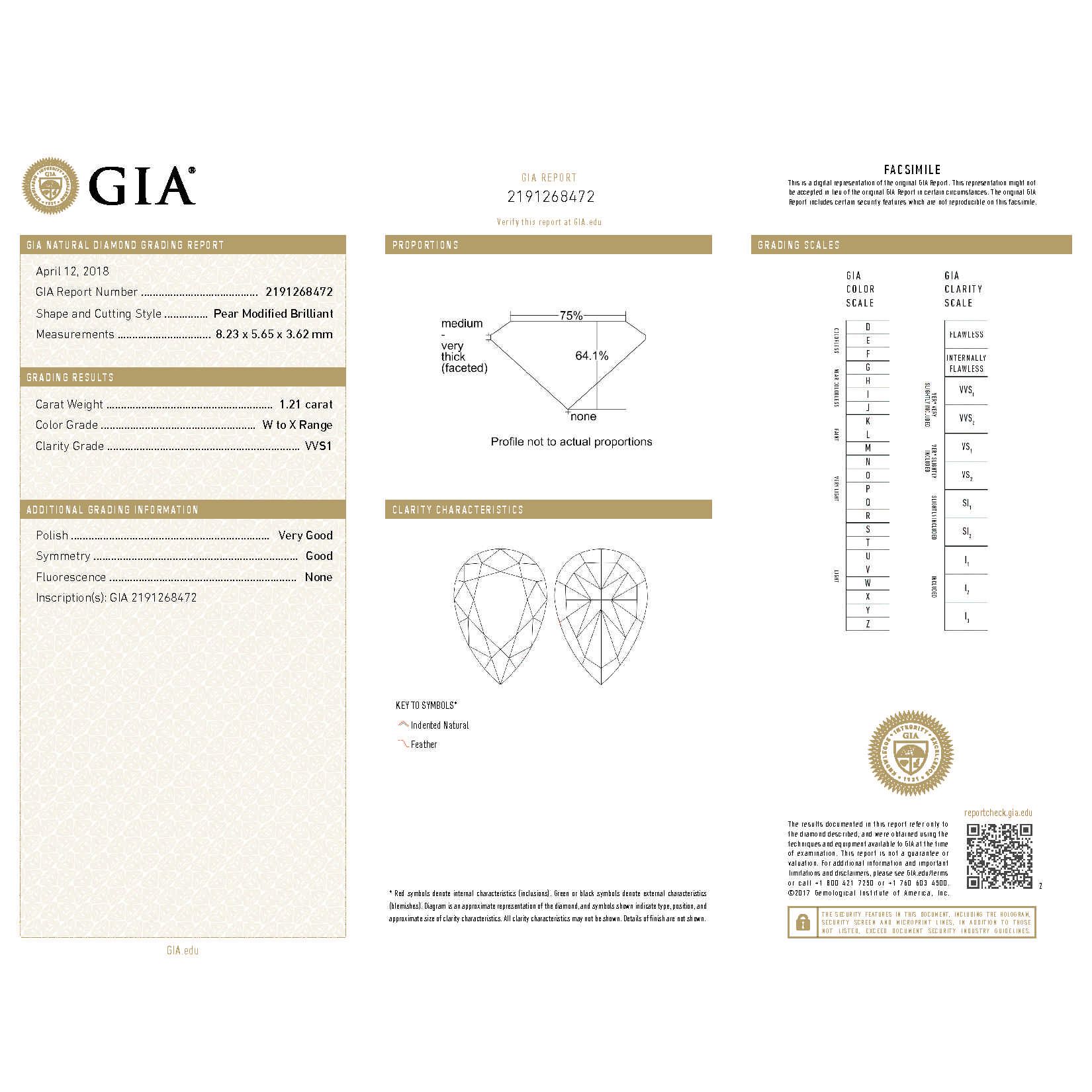 Light Yellow (W-X) Diamond Ring, 1.84 Ct. TW, Pear shape, GIA Certified, 2191268472