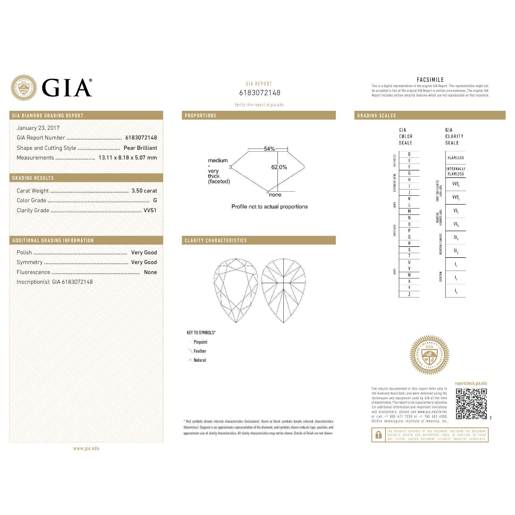  White Diamond Ring, 4.11 Ct. TW, Pear shape, GIA Certified, 6183072148